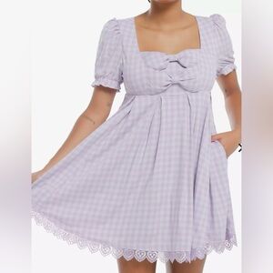 Hot Topic Sweet society lavender gingham bow dress junior plus size 1